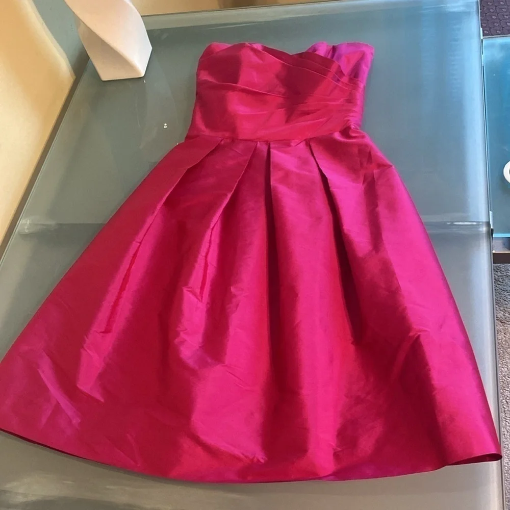 Like NEW Alfred Sung Pink Strapless Mini Dress Size 2 - Picture 1 of 10
